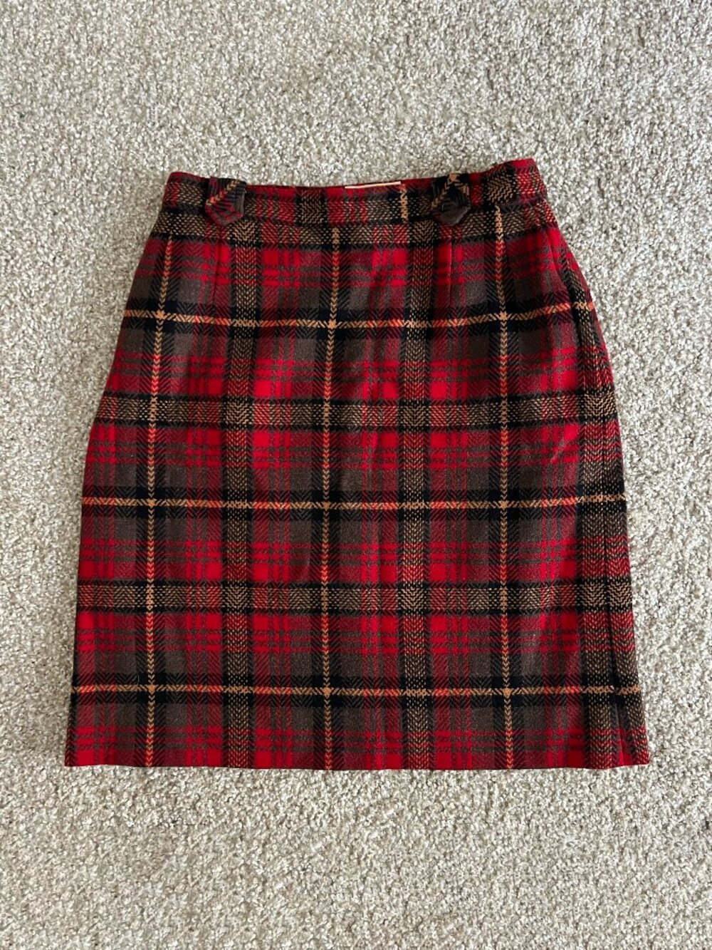 Vintage 50s Pendleton Wool Red Tartan Plaid Tweed Pencil Skirt USA Size S